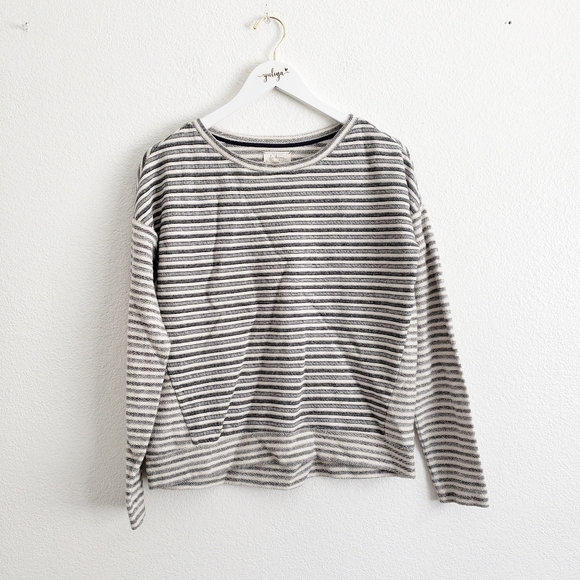 Lou & Grey Tops - Lou & Grey Cotton Gray & Cream Striped Sweater Medium